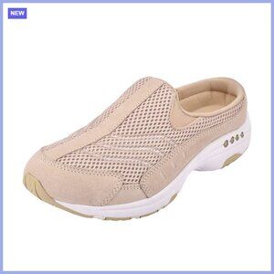 Suede Mules with Rubber Sole, Slip-On Walking Shoes, Flat Heel